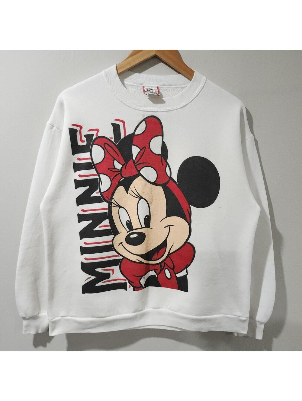 Vintage Disney Minnie Mouse Sweatshirt Crewneck Big Graphic AOP USA Large
